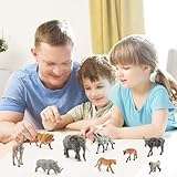 VOSSOT 9 Stück Tiere Figuren - Safari Tierfiguren Set, Mini Waldtier und Bauernhof Tiere, Vinyl Kunststoff Tierfiguren für Kinder