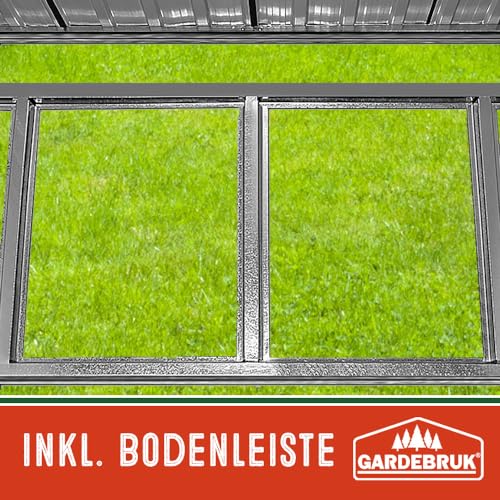 Geräteschuppen Gardebruk L aus Metall mit 3,4m³ Volumen und Fundament