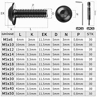 TXXATX M5x20mm Linsenkopfschrauben mit Flansch 30stk Schrauben M5 Schwarz – Ansicht 2