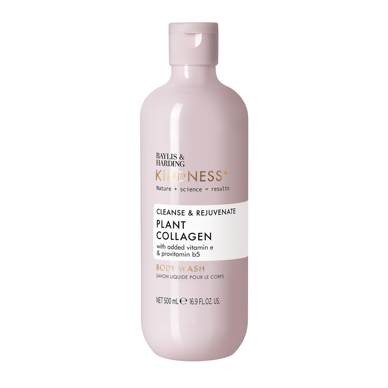 Baylis & Harding Kindness + Plant Collagen, Rose Water & Coconut Milk Fragrance, 500 ml Cleanse & Rejuvenate Body Wash (Pack of 1) - Vegan Friendly