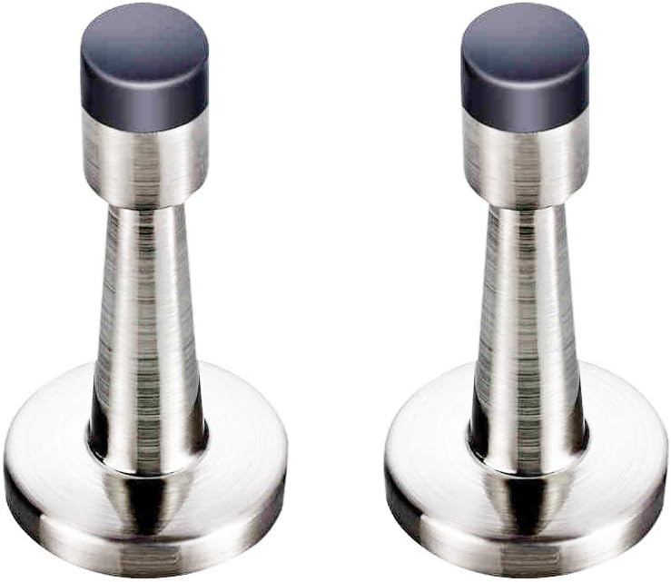 Thickened Door Stop Stopper Wall Mounted with Rubber Bumper Stainless Steel Heavy Duty Doorstop,Pack of 2