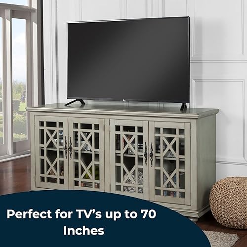 Image of Martin Svensson Home Elegant 63 inch Wood Entertainment Center, Antique Silver
