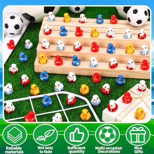 Zenoble 120 Pcs World Soccer Cup Duck 6 Style Mini Resin Ducks Small Player Ducks Little Soccer Figures for Football Party Favors Sports Team Gifts Players Fans