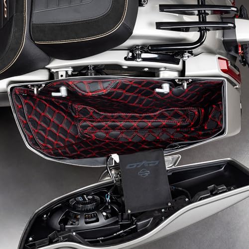 Advanblack Custom Saddlebag Liners para Harley CVO 2023–2025, Road Glide FLTRX y Street Glide FLHX – Forros de Cuero Sintético Premium con Bolsillo de Almacenamiento (Costura Roja) miniatura 1