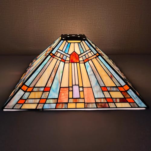 Cotoss Tiffany Replacement LampShade,16 inch Mission Style Handcrafted Stained Glass Lamp shade for Table Lamp and Floor Lamp