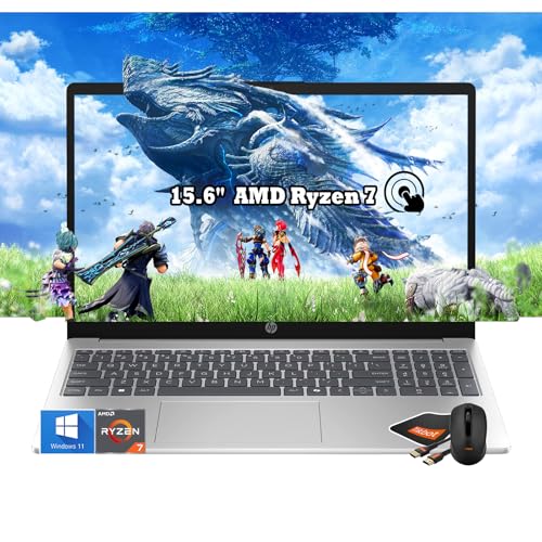 HP 15.6' FHD Touchscreen Laptop | AMD Ryzen 7 7730U (Beats i9-10880H) | 32GB RAM | 1TB SSD | Wi-Fi 6 | Win 11 | Portatil Computadora Laptop -Business School College | W/Accessories