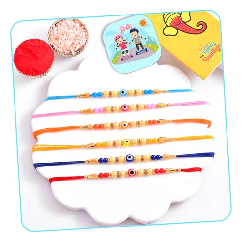 Image of CraftVatika Design Evil Eye Rakhi Set of 6 for Brother, Rakhi Set for Bhaiya, Boy, Men, Girls, Sisters, Kids Rakhis for Rakshabandhan With Gift for Home Decor
