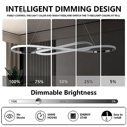 Modern Chandelier,Led Chandelier for Kitchen Island Lighting,Modern Led Pendant Light for Kitchen Island Chandelier Over Table,Dimmable Modern Chandeliers for Dining Room Light Fixture with Remote by Likflyer - Image 6