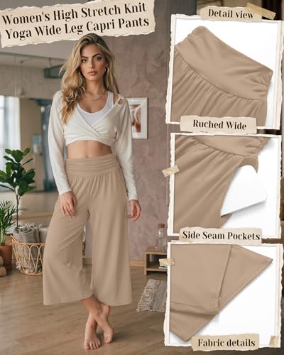 Pantalon de yoga capri en tricot fluide de qualité supérieure