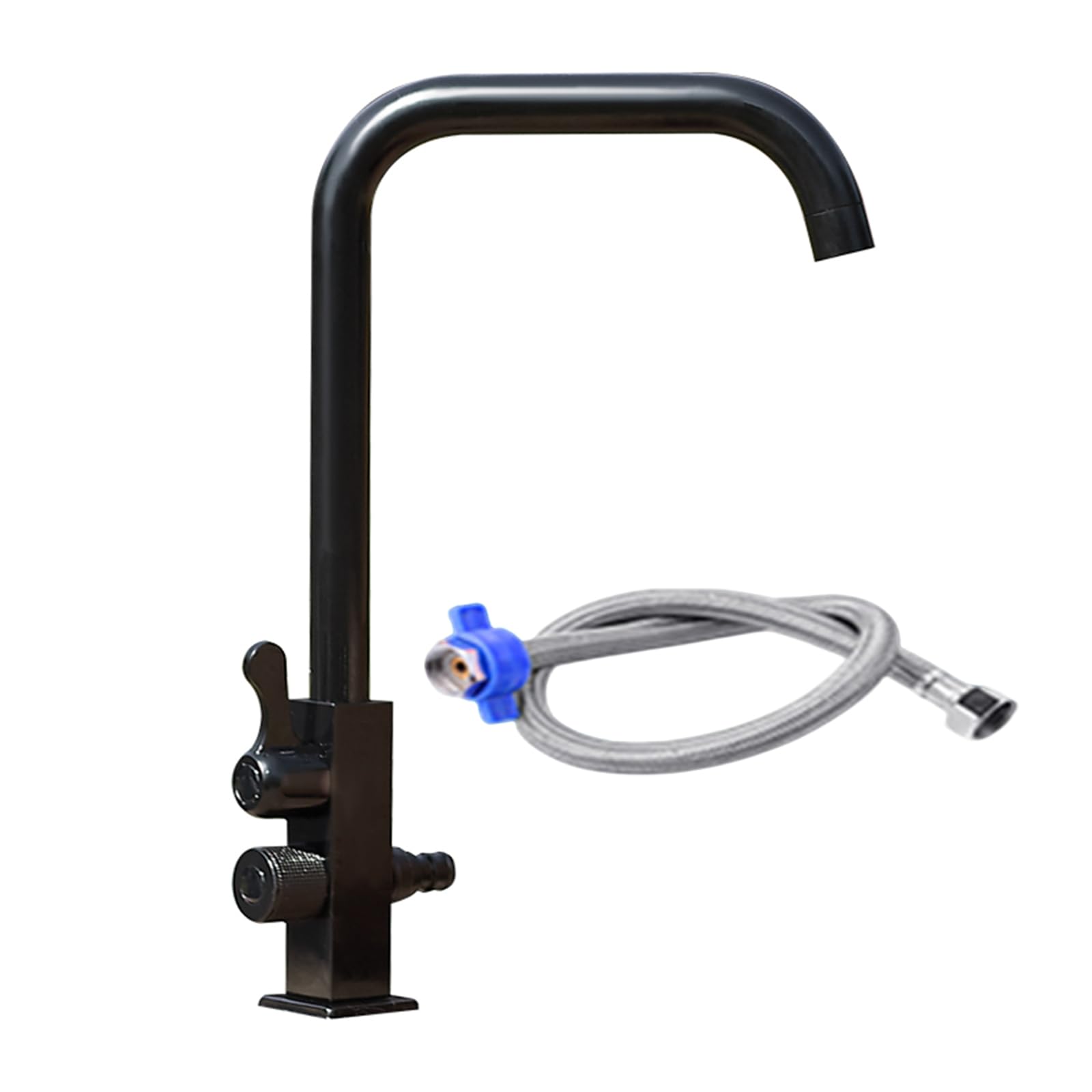 Grifo Fregadero Exterior Solo Agua Fria Grifo Lavadora Doble Salida 1/2 Pulgada Grifos Jardin Decorativo,Negro