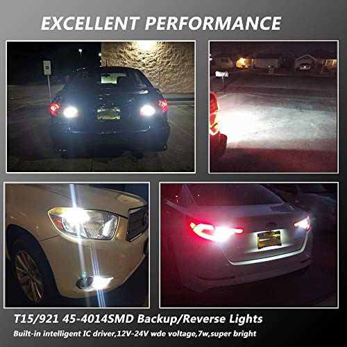 4Pcs Super Bright 921 T15 912 W16W Led Reverse Lights, Error Free 904 Led 921 Bulbs 45Smd-4014 Chipsets, Newest 912 921 906 Led Car Bulbs For Car Truck Backup Reverse Lights, 1500 Lumens 6500K White #TOP5