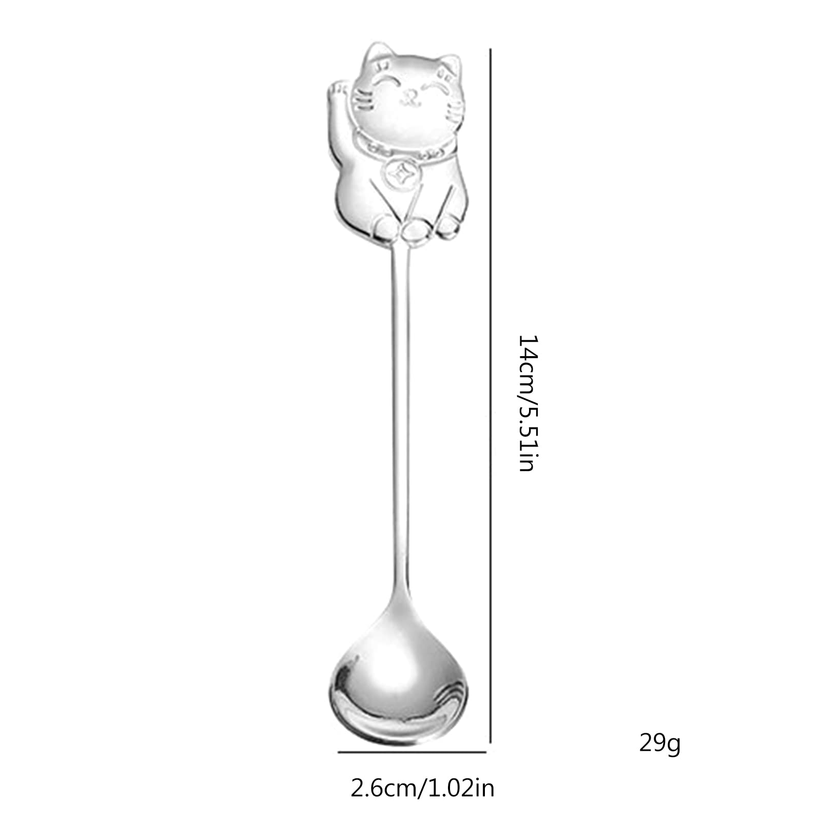 XROLAND Stirring Spoon Stainless Steel Coffee Dessert Spoon Cute Cat Shape Teaspoon Long Handle Stirring Spoons Ice Cream Mini Spoons Tableware, Ben Lust