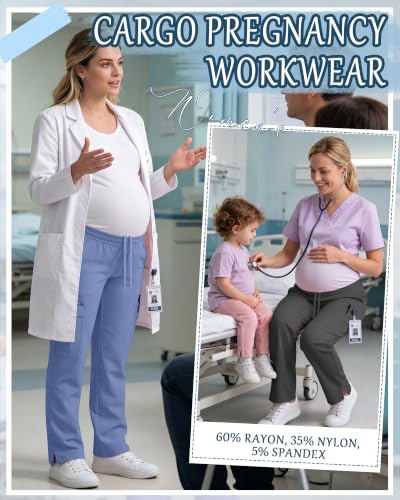 Image of 3 Pack Women's Maternity Scrub Cargo Pants