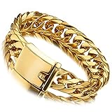 Jxlepe Miami Cuban Link Chain Bracelet 18K Gold 16mm Big Stainless Steel Curb Bangle for Men