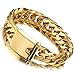 Jxlepe Miami Cuban Link Chain Bracelet 18K Gold 16mm Big Stainless Steel Curb Bangle for Men
