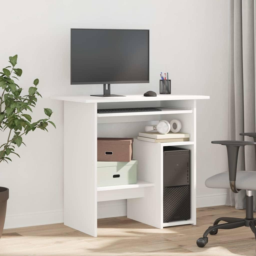 Scrivania per computer bianco 80 x 45 x 74 cm in legno di ingegneria con