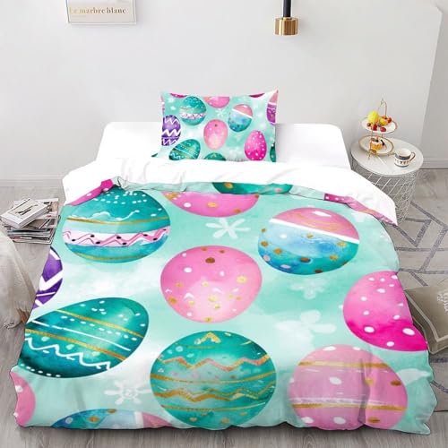 Parure de lit œuf coloré avec housse de couette 135x200 et taie en microfibre - 2