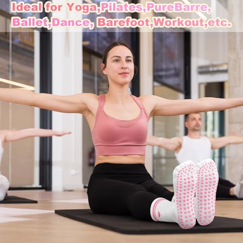 Image of Jspupifip Cute Pilates Socks for Women | Non Slip Yoga Socks with Grips for Barre Workout Athletic Hospital