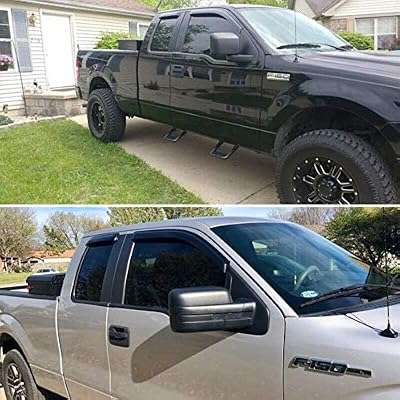 Lightronic Extra Durable Outside-Mount Auto Vent Window Visor, Fits 2004-2014 Ford F-150 SuperCab (EXCLUDES 2004 F-150 Heritage), UV Protection Rain Guard, Original Wind Deflector, Dark Smoke, 4-Pcs