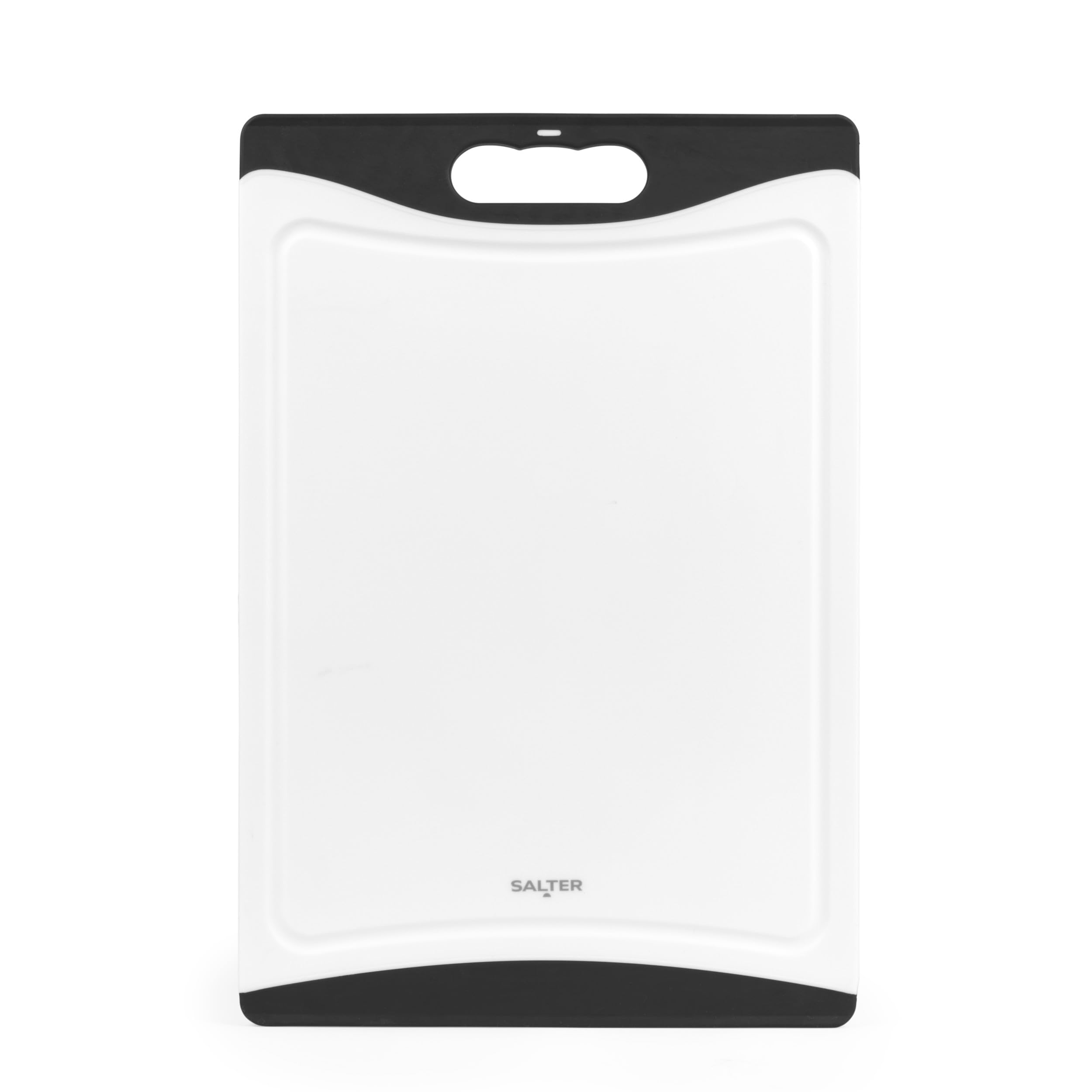 Salter Double-Sided Plastic Chopping Board with Juice Groove, Black/White