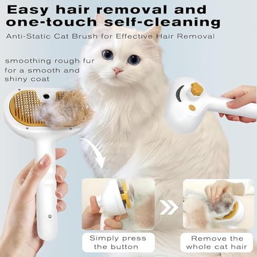 FASHIONARI Pet Steam Brush for Dog & Cat 3-in-1 Spray Hair Removal Comb Steam Brush for Shedding & Grooming