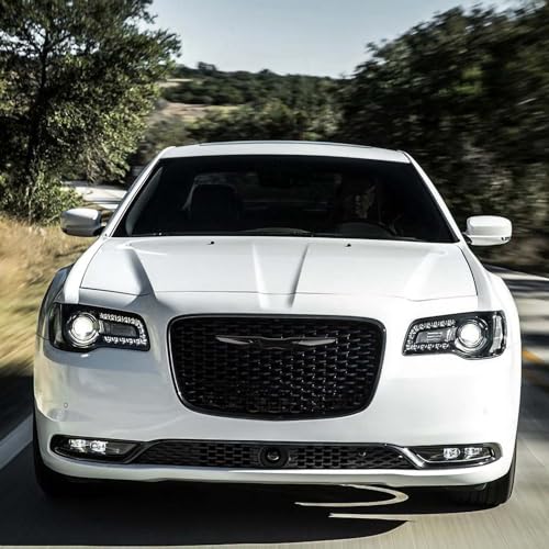 Image of Hoolcar Front Bumper Center Grille Emblem Cover Grill Badge Molding Trim Compatible with 2015-2022 Chrysler 300 300C, Black