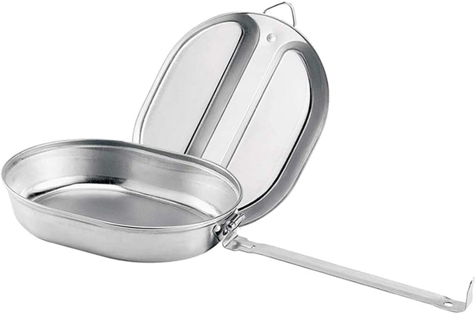 SaniMomo Outdoor Tableware Stainless Steel Lunch Box Frying Pan Mess Kit For Camping