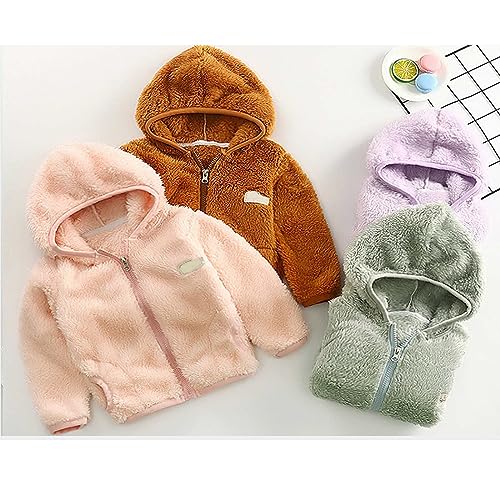 Kids Fleece Sweatshirt Jacket Winter Autumn Warm Zipper Coat with Hooded for Children (Green, 7-8 Years)3