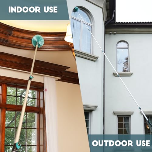 Image of TelesPro 30 Feet High Reach Cobweb Duster with 6-24Ft Extension Pole, Webster Cobweb Duster with 5-Stage Telescopic Aluminum Pole, Spider Web Brush for Outdoor & Indoor Cleaning - Soft Bristles.