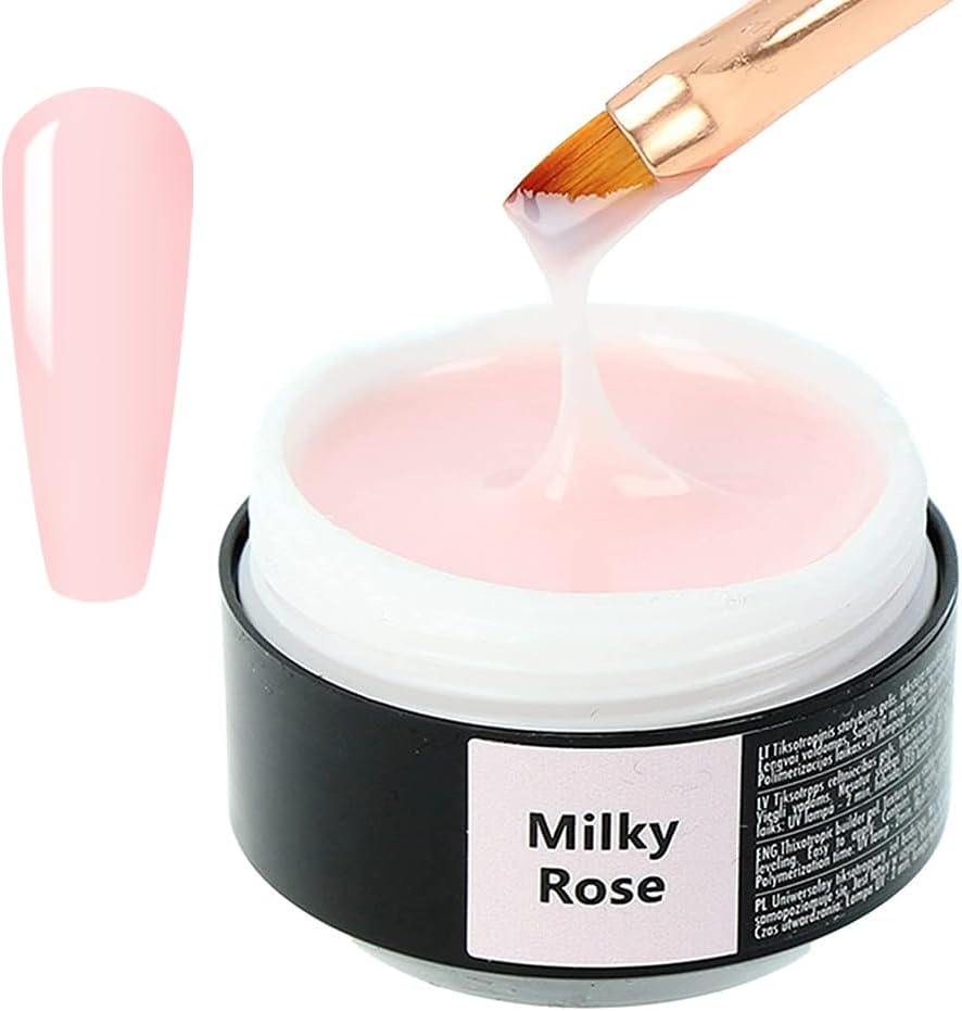Sincero Salon - Builder Gel for High Density Nails - Milky Rose - TPO Free - Self-Leveling - Non-Acid Builder Gel Professional Nail Reconstruction Gel - UV LED - 15 ml
