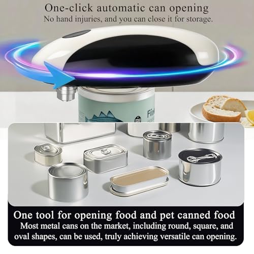 Rechargeable Electric Can Opener for Elderly & Arthritis - Automatic One-Touch Operation with Smooth Edge Cutting, Lid Remover, Food-Safe Stainless Steel Blade, Easy Hands-Free Use, Black - Image 8