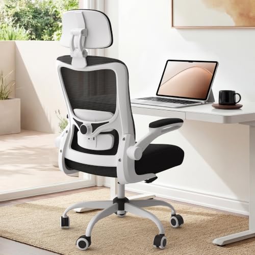 Image of Ergonomic Office Chair for Long Hours, Adjustable Padded Lumbar Support for Lower Back Relief, 330 lb Capacity, Comfortable Computer Desk Chair for Home Office, Work & Study