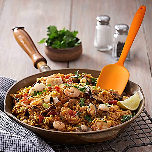 Image of P-Plus International Silicone Spatula Set 5-Piece - 446F Heat-Resistant Baking Spoon Spatula - Seamless One-Piece Design- Non-Stick Silicone Stainless Steel Core (Spatula Set of 5 Orange)