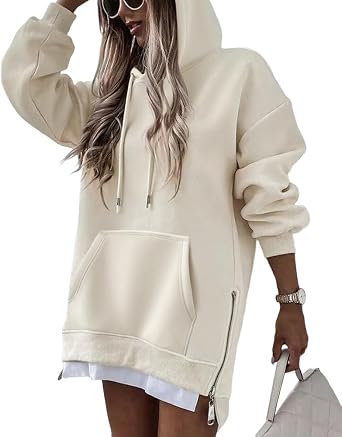 CHICME Womens Oversized Long Hoodie Dress Fall Outfits Comfrt Pullover Sweatshirt Winter Clothing