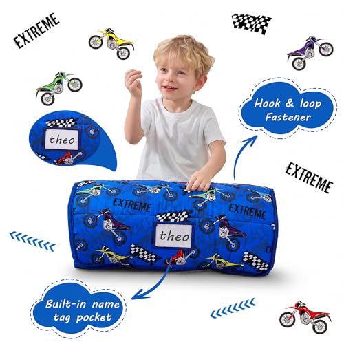 Image of Lasoftan Toddler Nap Mat with Pillow and Blanket, Extra Large Rolled Napping Mats,Slumber Bags for Boys Girls,Kids Sleeping Bag for Daycare, Preschool Travel Camping