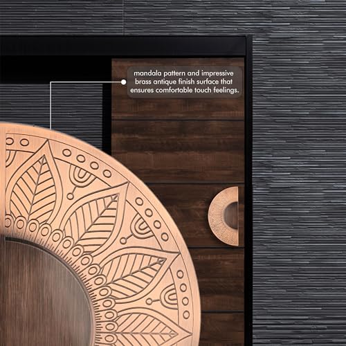 Image of Mandala Main Door Handle Round Shape 8 inch Antique Finish, 2 pcs (Copper Antique)