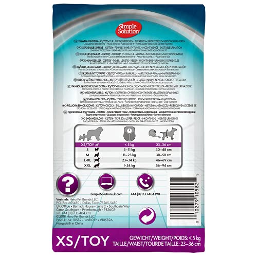 Image of Simple Solution Disposable Diapers for Dogs, Insta Shield Core, Leak-Proof, Fur-Friendly Fasteners, Ideal for Females in Heat, Incontinence & Travel - Pack of 12 (XS)