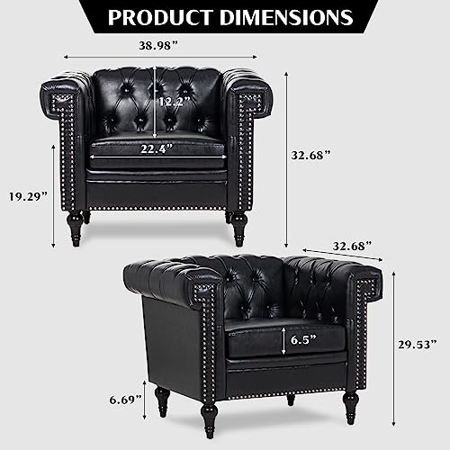 Sillón Chesterfield Plegable Negro miniatura 2