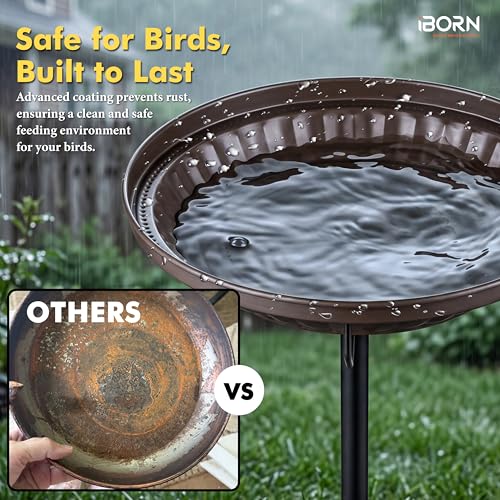 Bain d'oiseau sur pied iBorn en métal bronze pour extérieur - 8