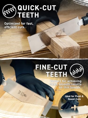 Image of HIBINO Japanese Pull Saw 7 Inch Ryoba | Made in Japan | Double Edge 12 /17 TPI Rip & Crosscut Blade | Compact Handsaw for Precision Woodworking, Joinery & Dovetails | Replaceable Blade