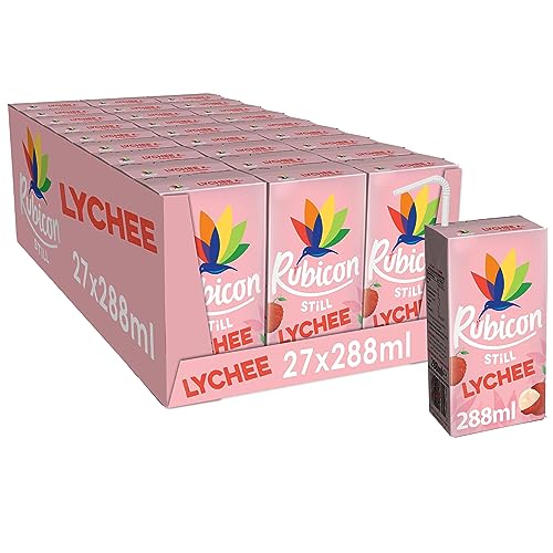 Rubicon Still Lychee Juice - Made with Real Handpicked Fruit Lychee - Bold and Intense Tropical Juice Drink - Multipack Fruit Juice Cartons - 27 x 288ml