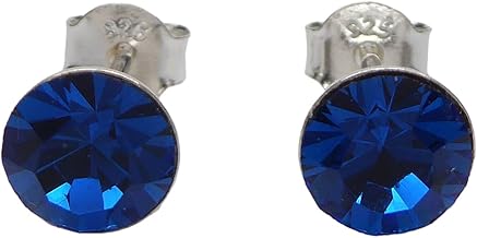 Premium Crystal Stud Earrings in Various Colours 925 Sterling Silver 6 mm Diameter