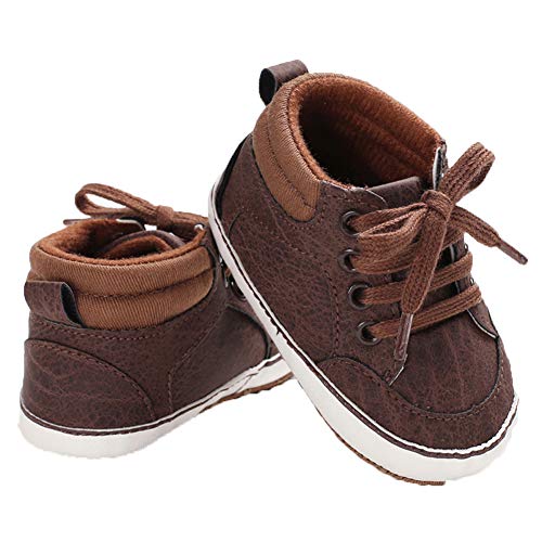 Infant Baby Jungen Weiche Anti-Rutsch-Sneaker Prewalker Sohle Krippe Schuhe (6-12 Months, Braun) Cover