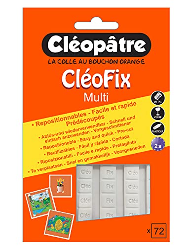 Cléopâtre - CLÉOPÂTRE - CléoFix - Pack de 72 Pastilles Adhésives Prédécoupées Repositionnables Blanches – Pâte A Fixer – Réutilisable – Rentrée Des Classes