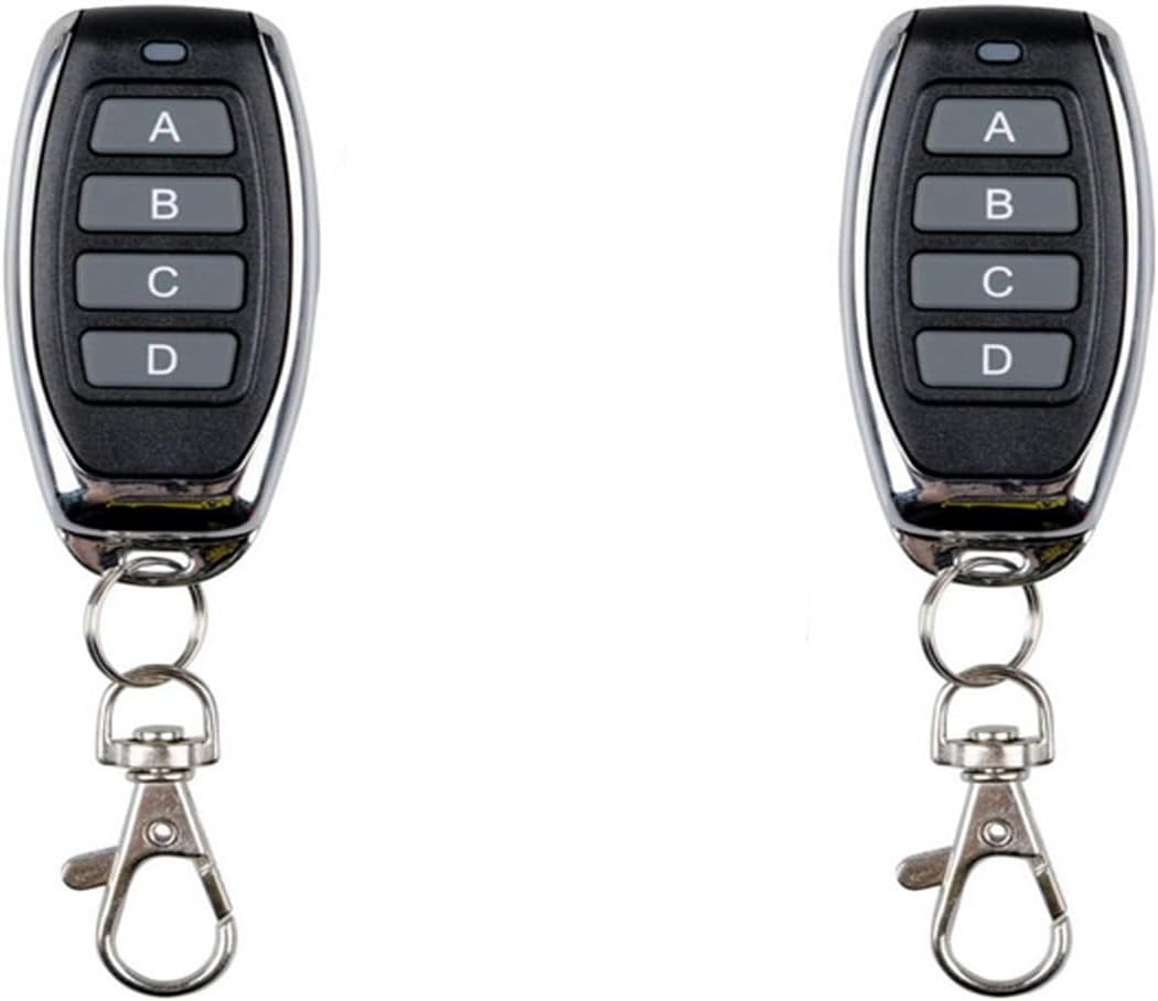 4-Button Wireless Remote Control Keyfob with Keychain Clip, 2 Pack, Extra Remote Control, only for Our Receiver.