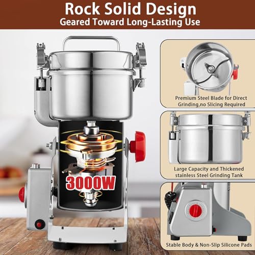 Moulin électrique à grains 3000w broyeur grande capacité 800g