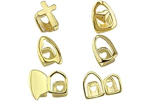 6PC Gold Caps, Iced Gold Teeth Cap, with Silicone Mold for FIT