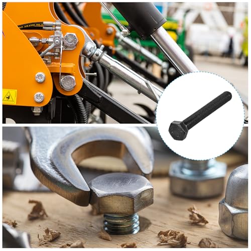 Image of METALLIXITY Hex Bolts (M10-1.5x80mm) 6Pcs, 12.9 Grade Carbon Steel Fully Threaded Black Oxide, Coarse Thread UNC Hex Head Screw Bolt - for Mechanical Repair