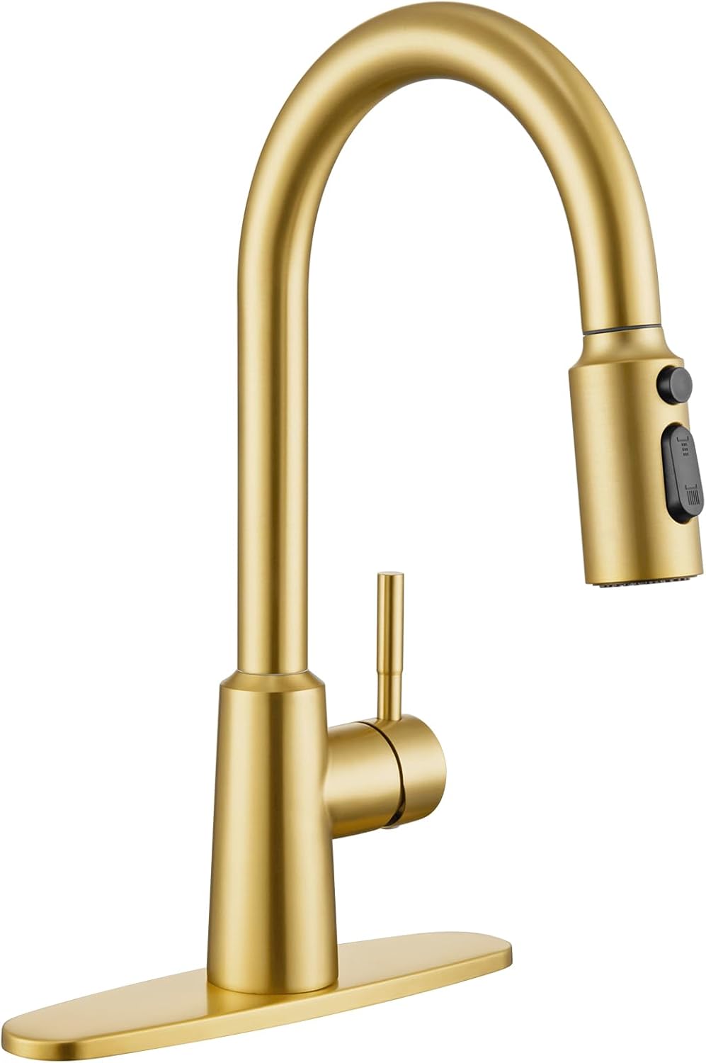 Brushed Gold Kitchen Faucet with Pull Down Sprayer, High Arc Single Handle Stainless Steel 1 or 3 Hole Faucet for Kitchen Sink, Farmhouse, RV, Laundry, Bar, Outdoor