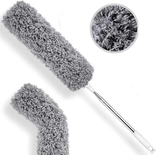 Image of NEUTRINO Microfiber Duster for Cleaning with Telescoping Extension Pole 100 Inch, Washable Bendable Head Duster Cleaner for Cleaning High Ceiling, Keyboard, Furniture, Ceiling Fan & Cobweb